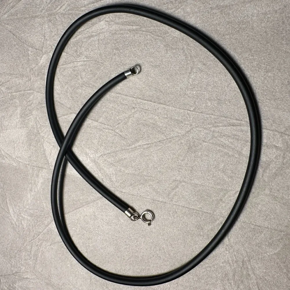 14.5” Black Cord Necklace - Minimalist | Unisex 925 Silver Clasp | Pendant Ready
